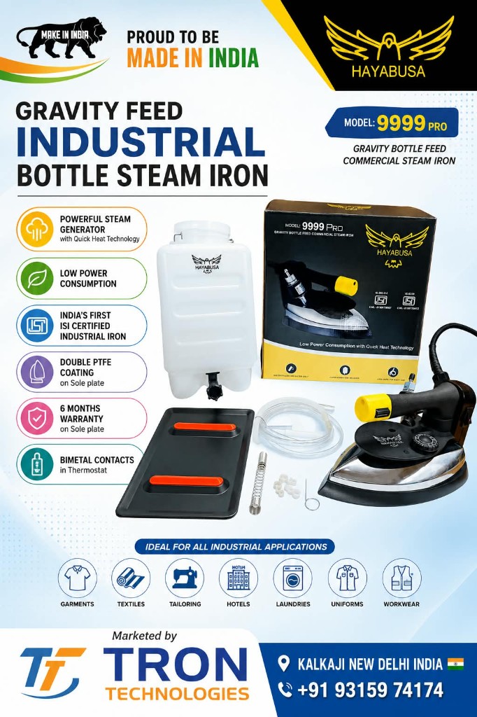 Hayabusa 9999 PRO Gravity Feed Industrial Bottle Steam Iron