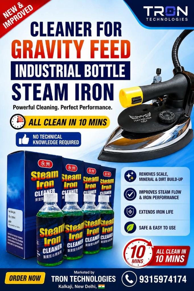 Steam Iron Cleaner for Gravity Feed Industrial Bottle Steam Iron